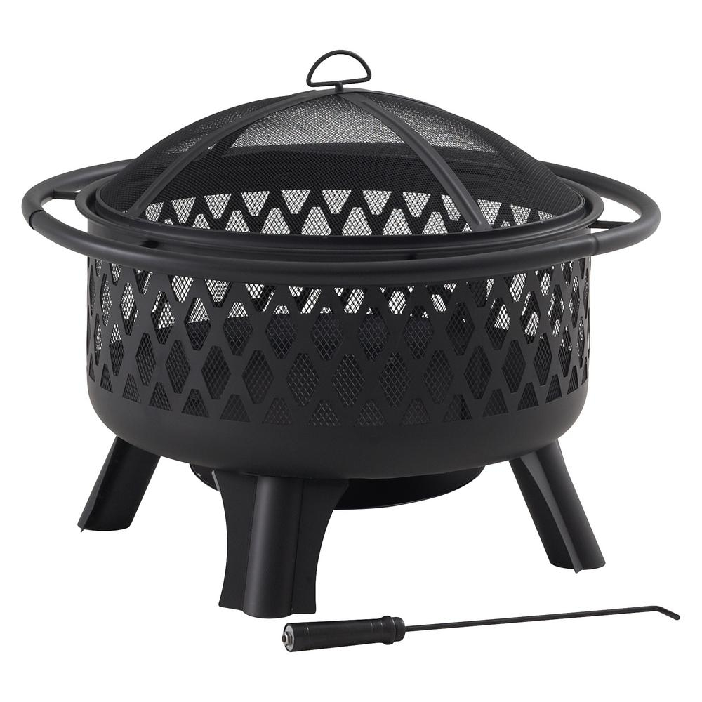 Hampton Bay Piedmont 30 In Steel Fire Pit In Black With Poker for dimensions 1000 X 1000