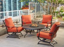Hampton Bay Redwood Valley 5 Piece Metal Patio Fire Pit Seating Set intended for dimensions 1000 X 1000