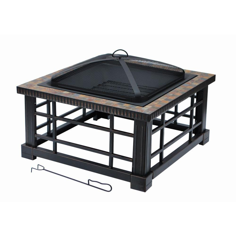 Hampton Bay Woodspire 30 In Square Slate Steel Fire Pit Ftb 51374 within measurements 1000 X 1000