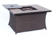 Hanover 98 In Wicker Fire Pit Table In Brown With Woodgrain Tile intended for proportions 1000 X 1000