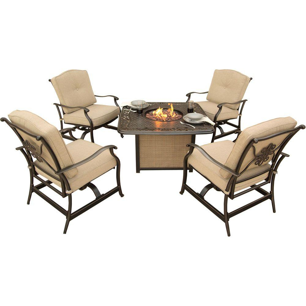 Hanover Traditions 5 Piece Patio Fire Pit Seating Set With Cast Top intended for size 1000 X 1000