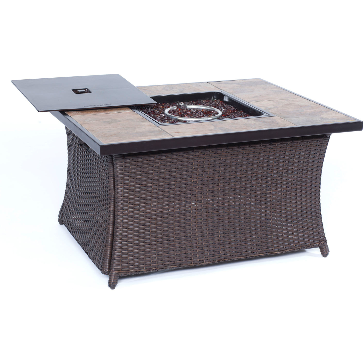 Hanover Wicker Propane Fire Pit Table Wayfair intended for dimensions 1500 X 1500