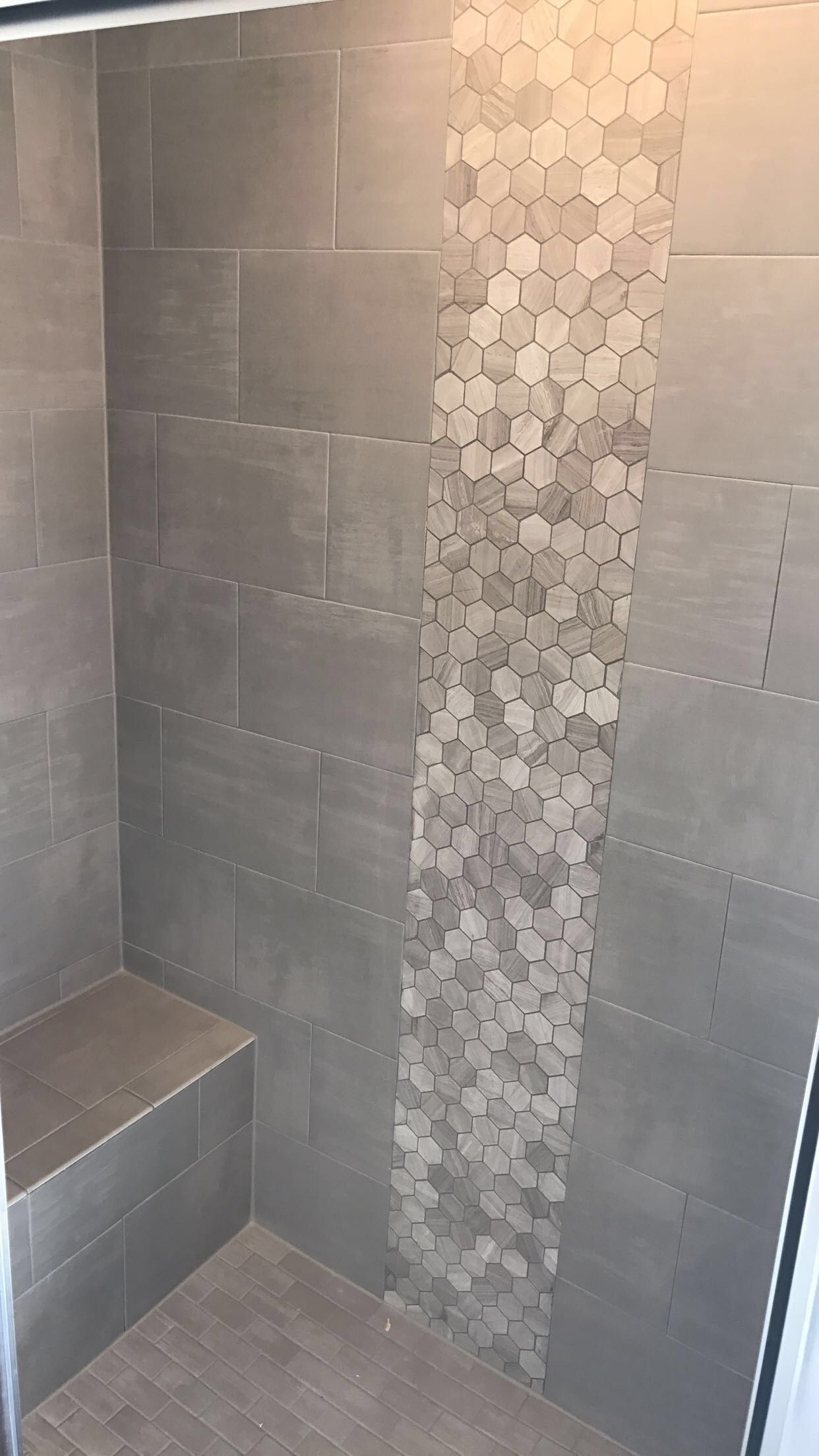 Hex Hexagon Tile Vertical Listello In Seated Shower Bathroom In for sizing 1242 X 2208