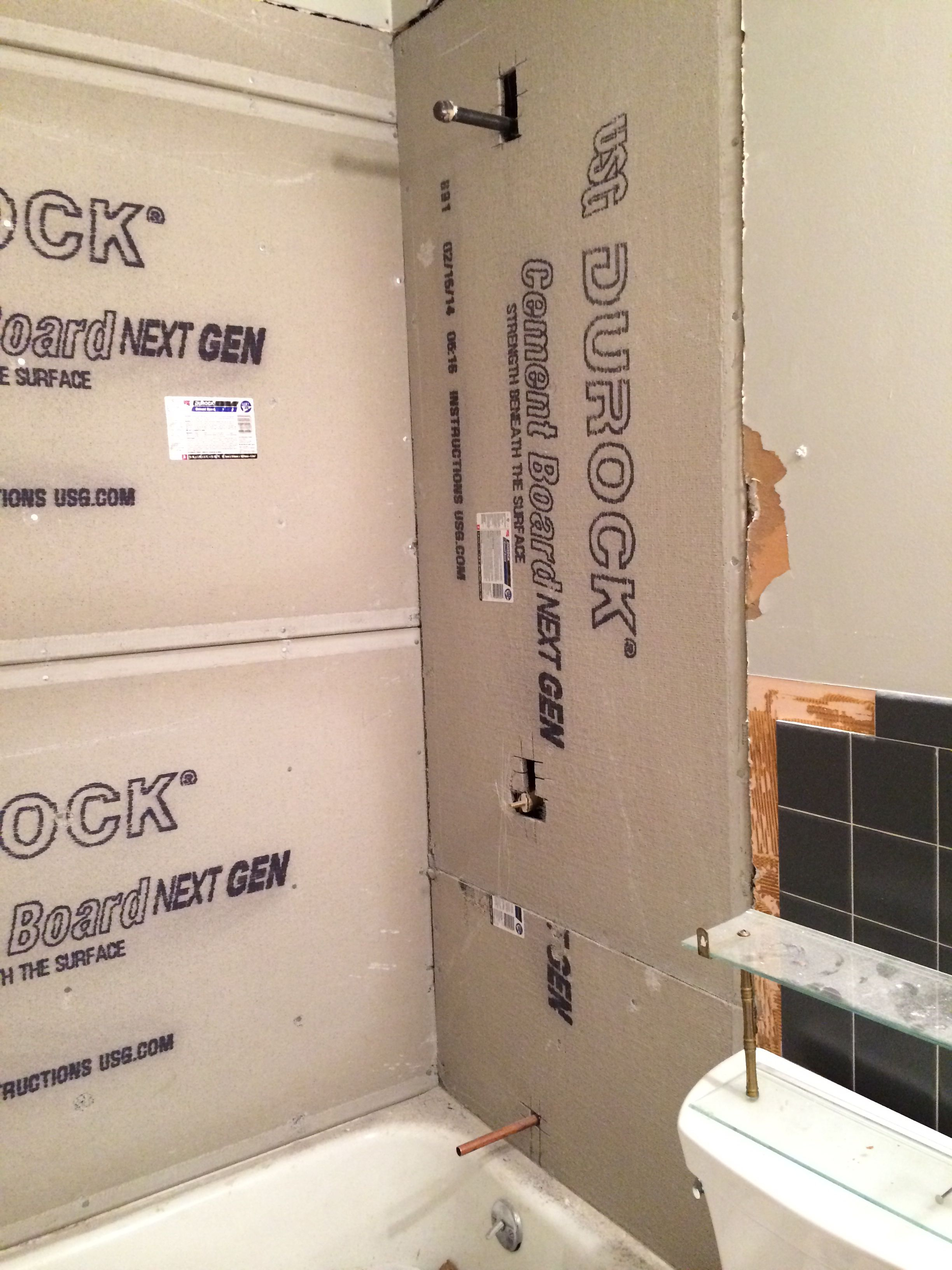 Installation Of Cement Walls Durock Main Bathroom Make Over At throughout size 2448 X 3264