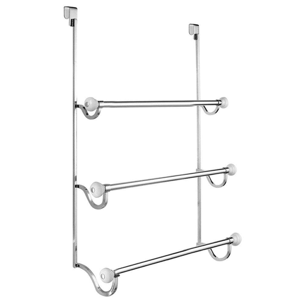 Interdesign York Over Shower Door Towel Rack 3 In White And Chrome pertaining to sizing 1000 X 1000