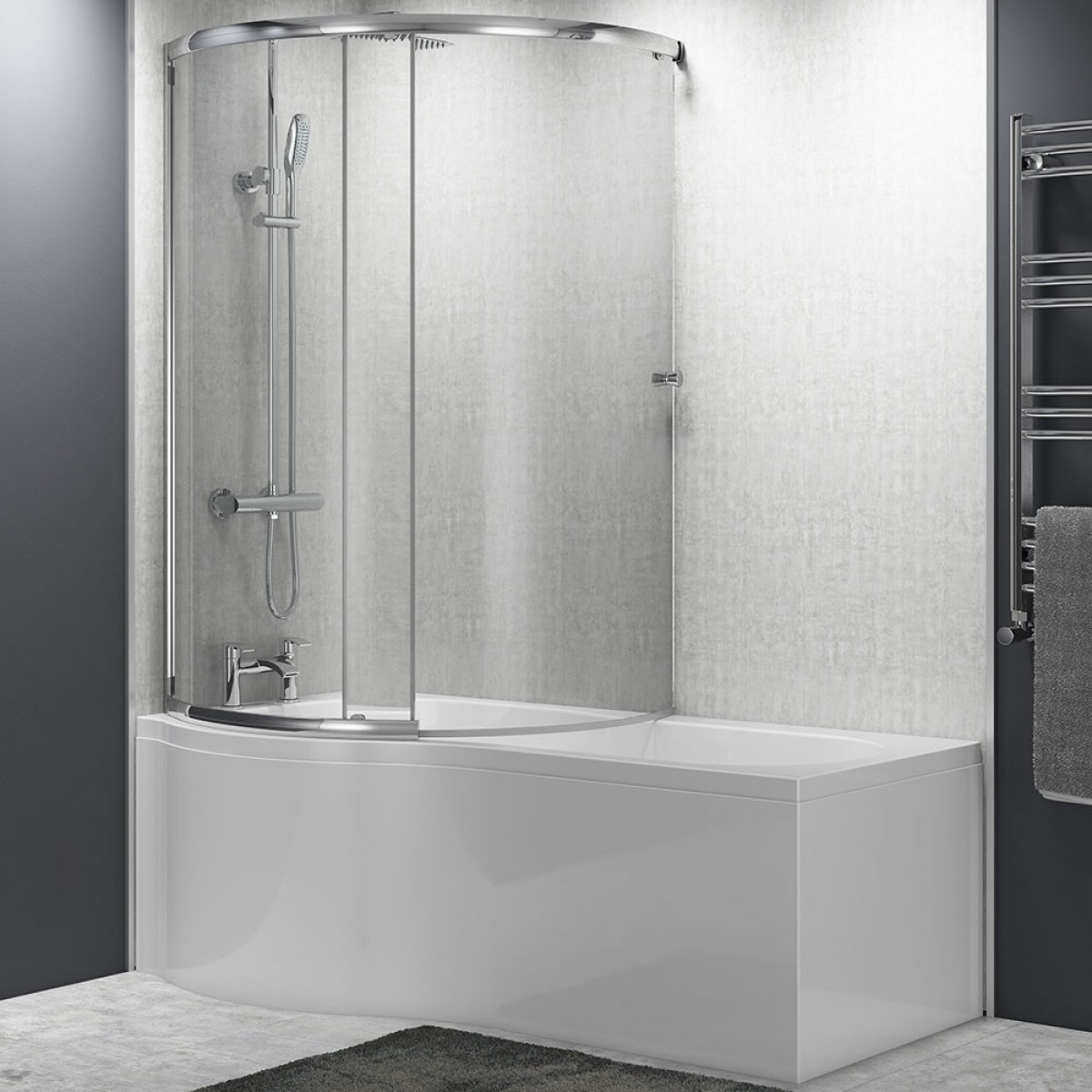 Jonathan P Shaped Enclosed Shower Bath With Screen Front Panel regarding sizing 1200 X 1200