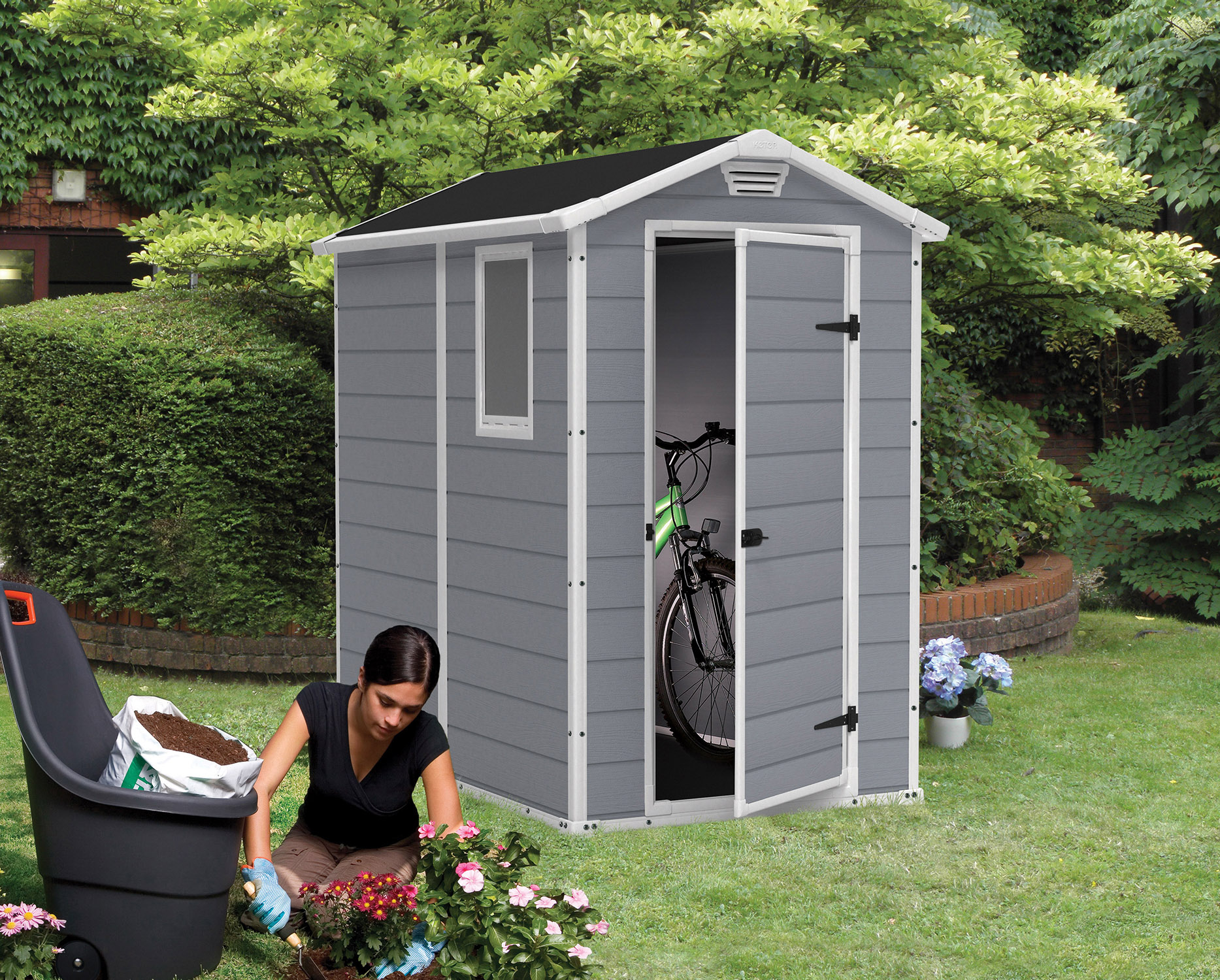 Keter Manor 4 X 6 Resin Storage Shed All Weather Plastic Outdoor throughout size 1867 X 1500