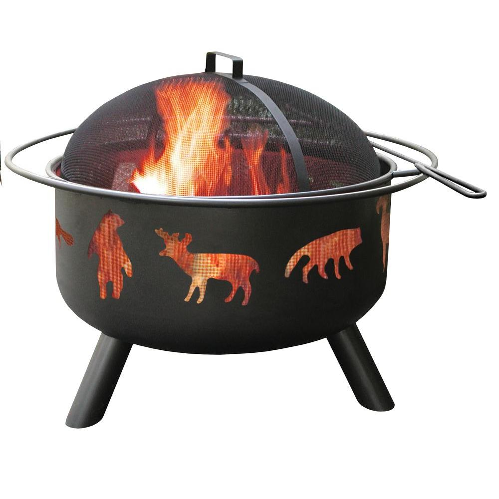 Landmann 24 In Big Sky Wildlife Fire Pit In Black With Cooking with sizing 1000 X 1000
