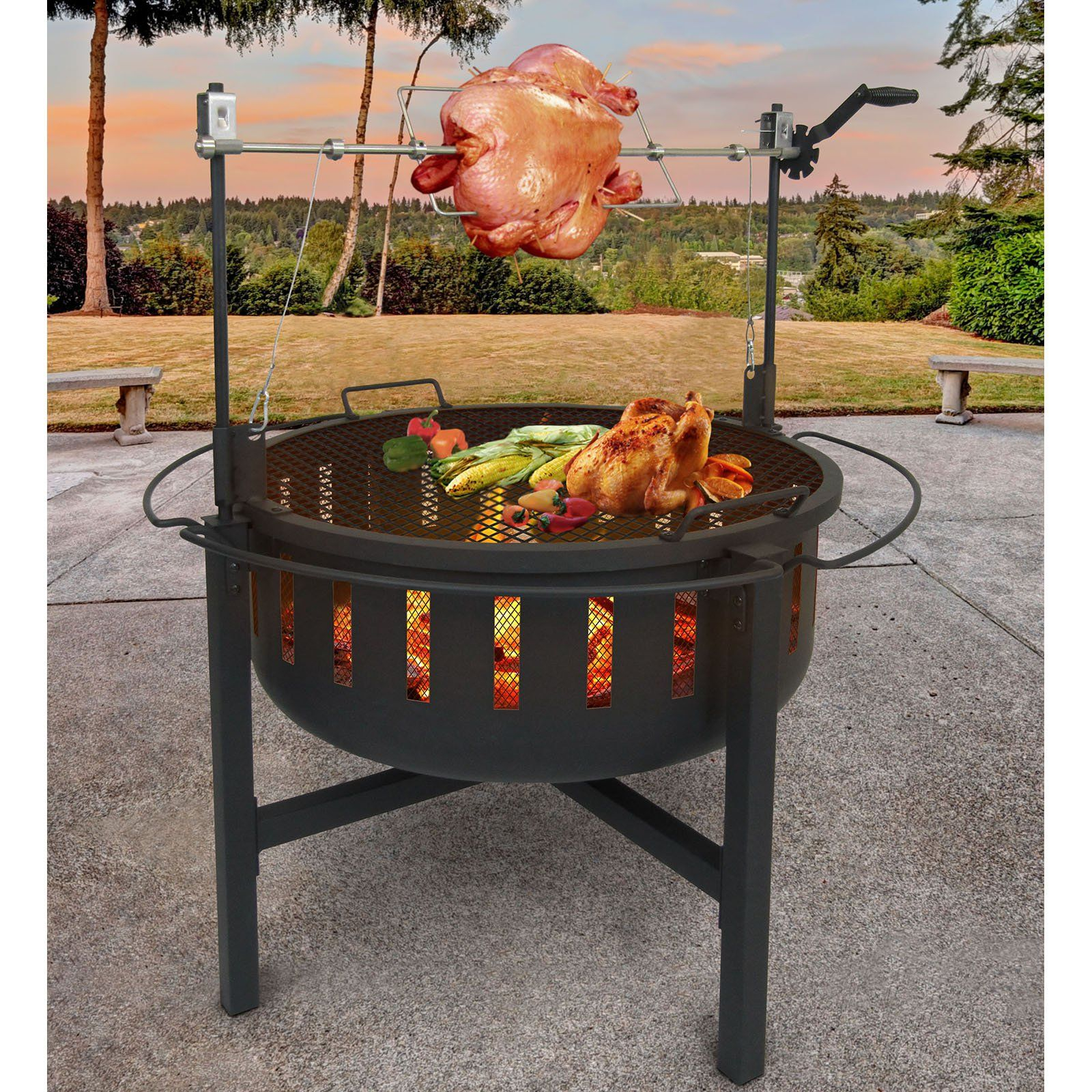 Landmann Fire Rock Fire Pit And Grill With Rotisserie 23960 with regard to dimensions 1600 X 1600
