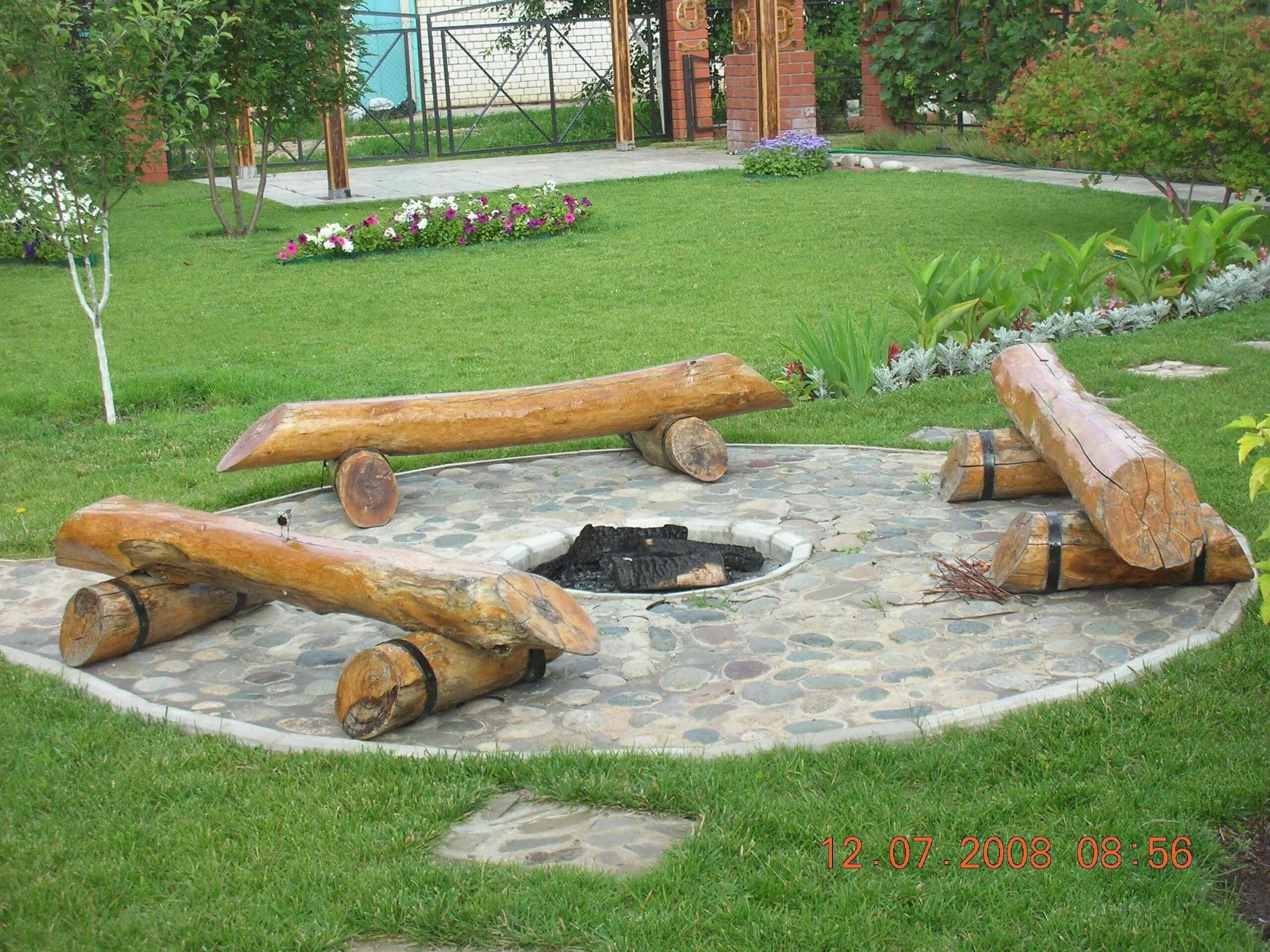 Log Benches Surrounding A Pit In Stone Outdoorfirepitideas for size 2560 X 1920