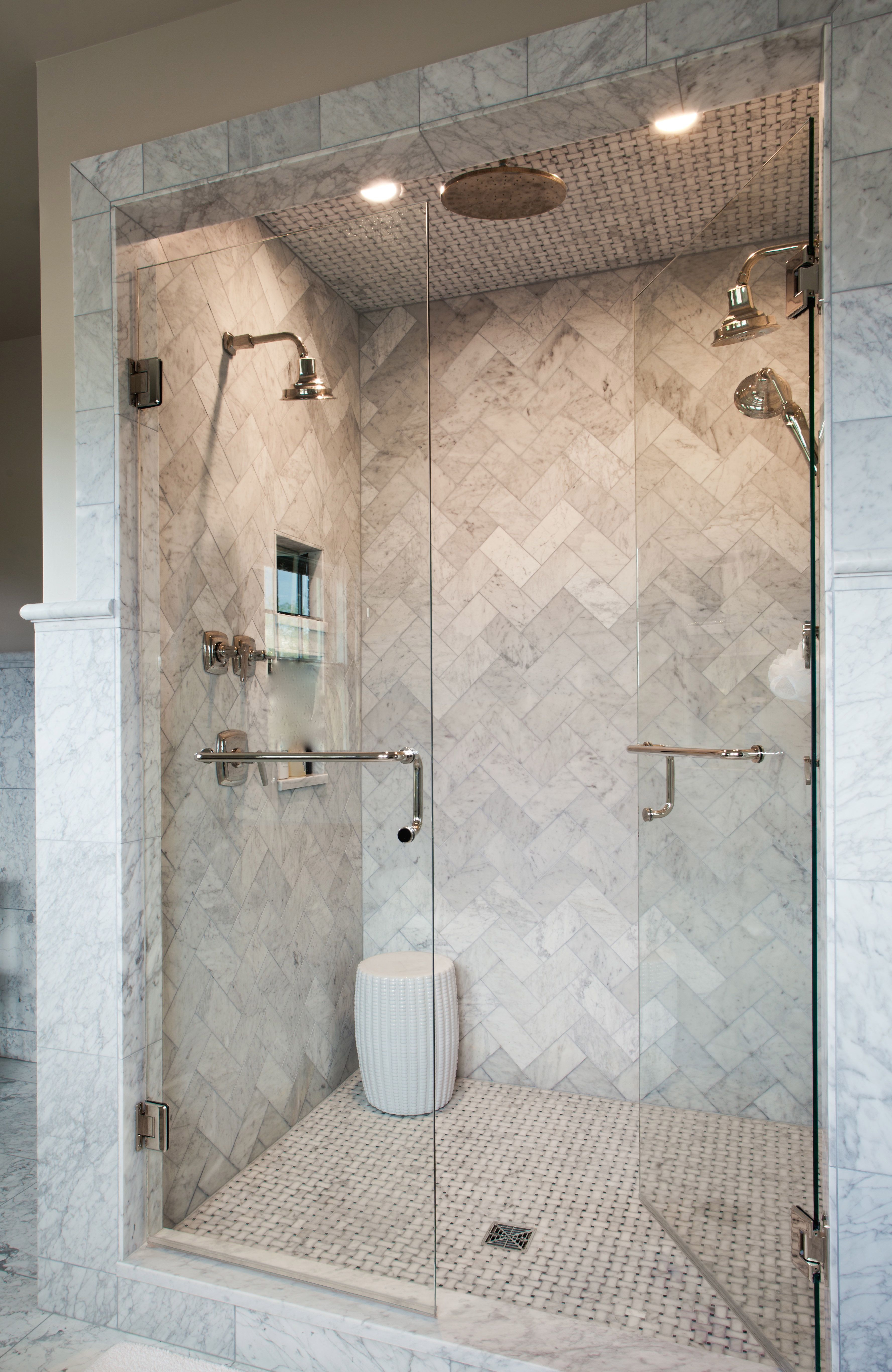 Love This Marble Herringbone Shower Source Marble Tiles Like This inside proportions 3553 X 5466