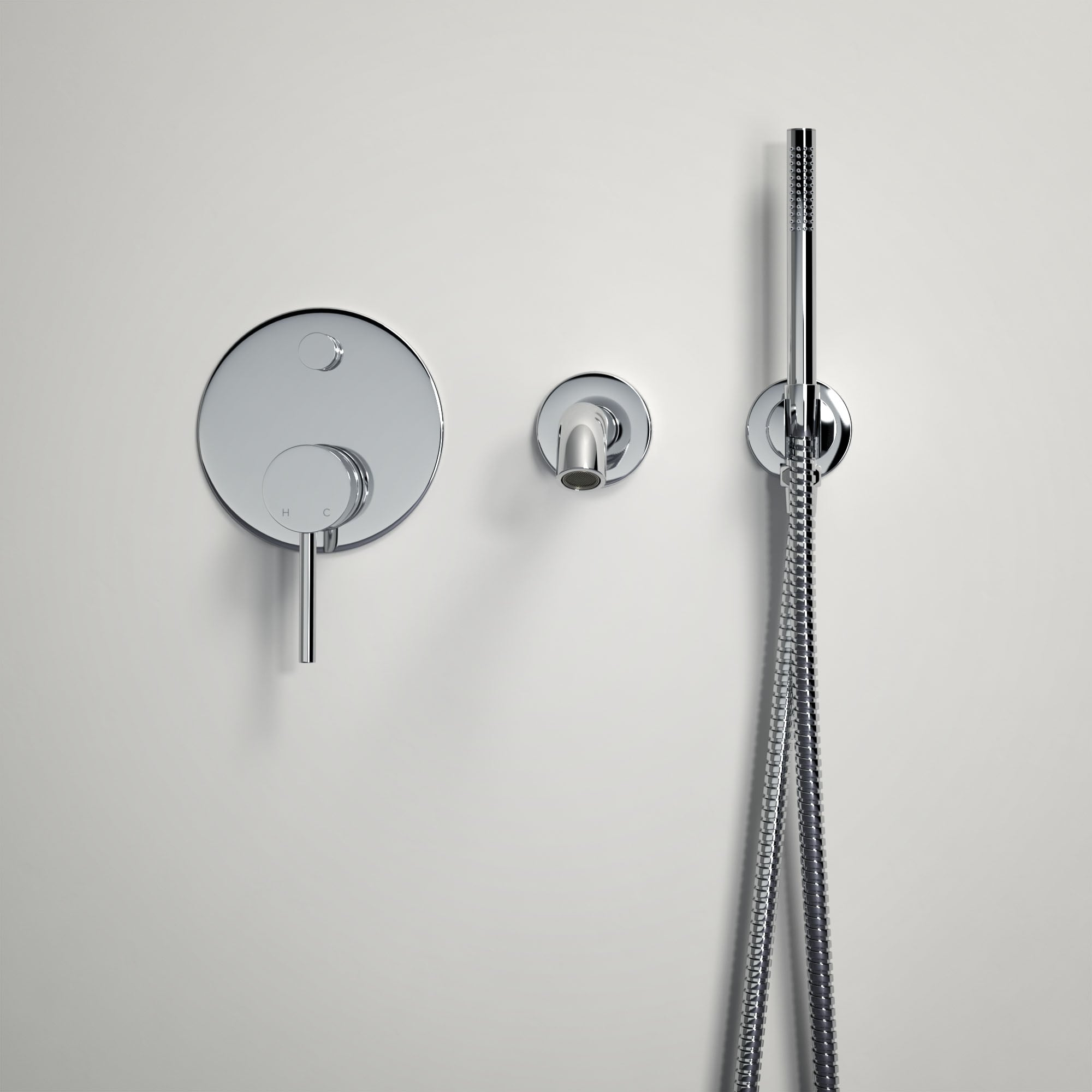 Lusso Luxe Wall Mounted Bath Tap With Valve And Handheld Shower Kit throughout measurements 2000 X 2000