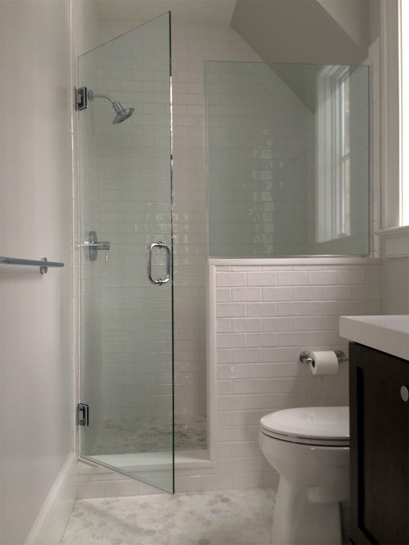 Master Bathroom Yes To This Frameless Shower Door Idea Tiled Half in sizing 810 X 1080