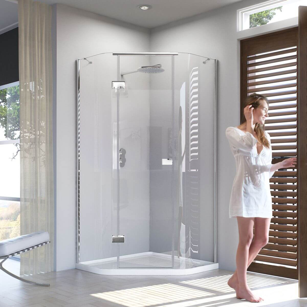 Matki New Illusion Quintesse Shower Enclosure With Integrated Tray with size 1200 X 1200