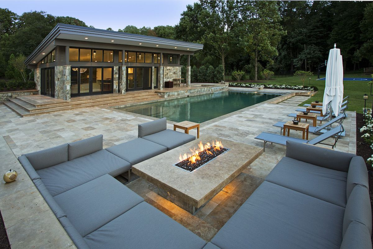 Modern Fire Pit Outdoor Lounge And Pool House Outdoor Spaces for size 1200 X 800