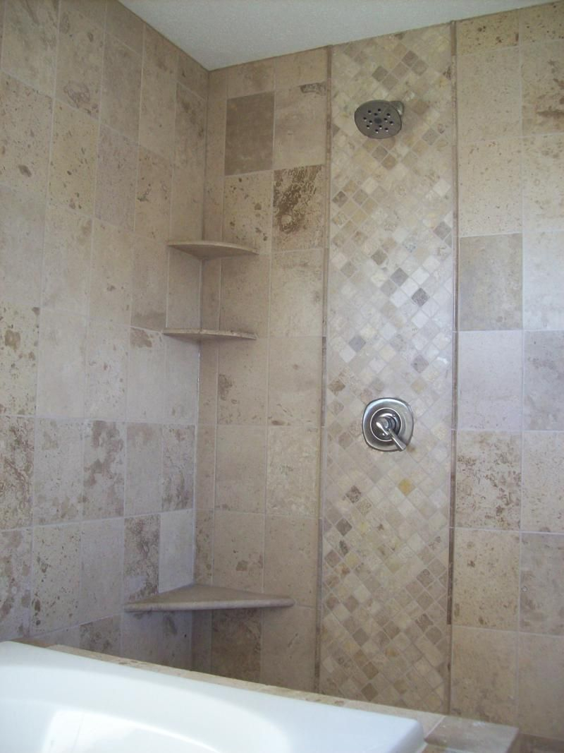 Mosaic Tile Accent Strip In Tile Shower Installed A St Paul Tile throughout proportions 800 X 1067