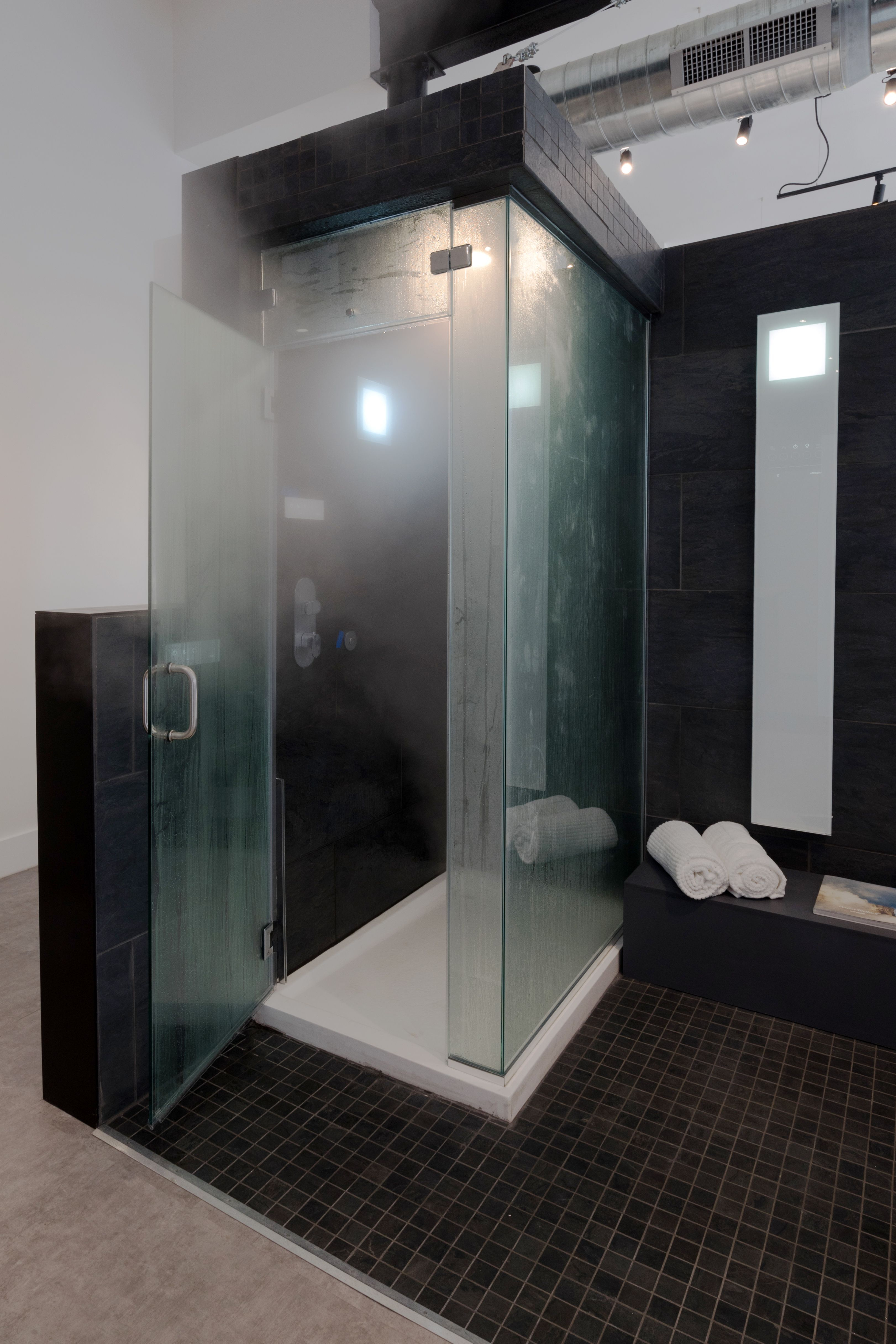 Mti Shower Base With Custom Shower Doors And Effegibi Steam Shower with measurements 3243 X 4865