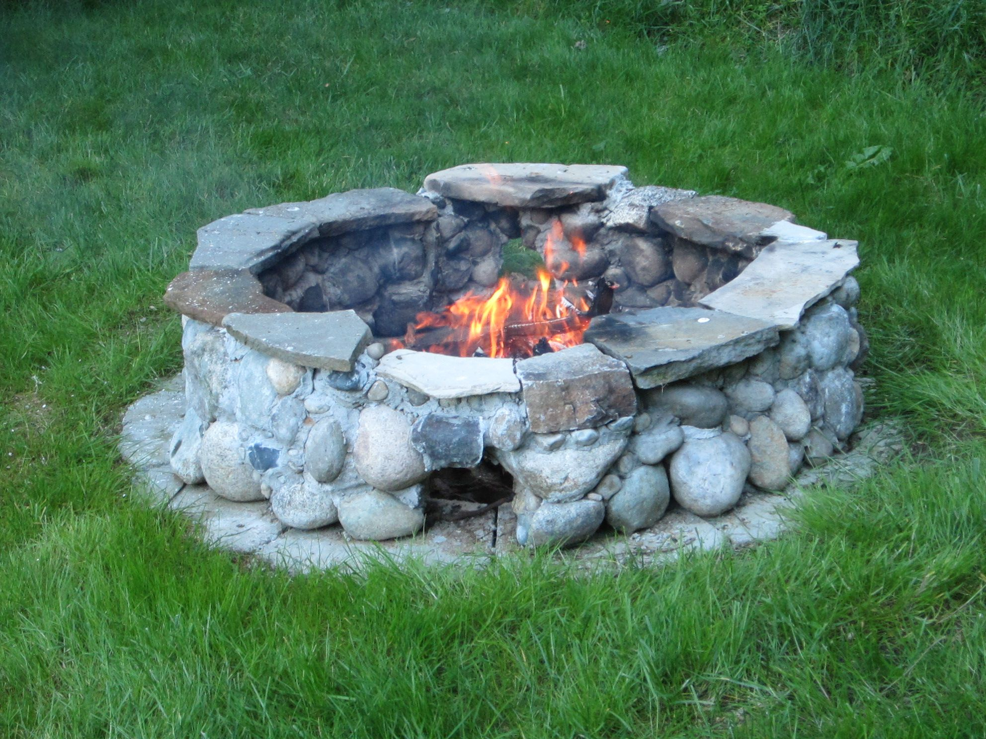 My Newly Built Fire Pit Mortared Native Stones With Four Air Vents with regard to dimensions 1984 X 1488