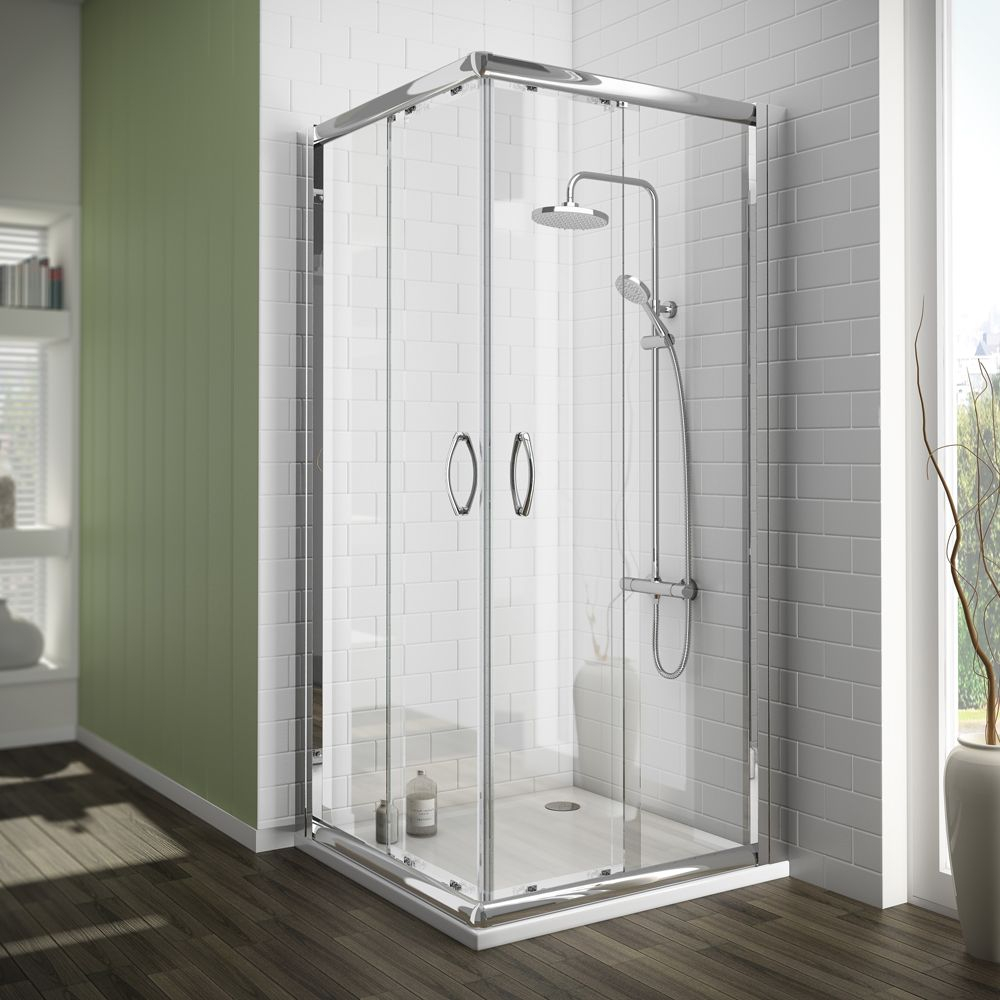Newark Corner Entry Shower Enclosure Pearlstone Tray 760x760mm with regard to proportions 1000 X 1000