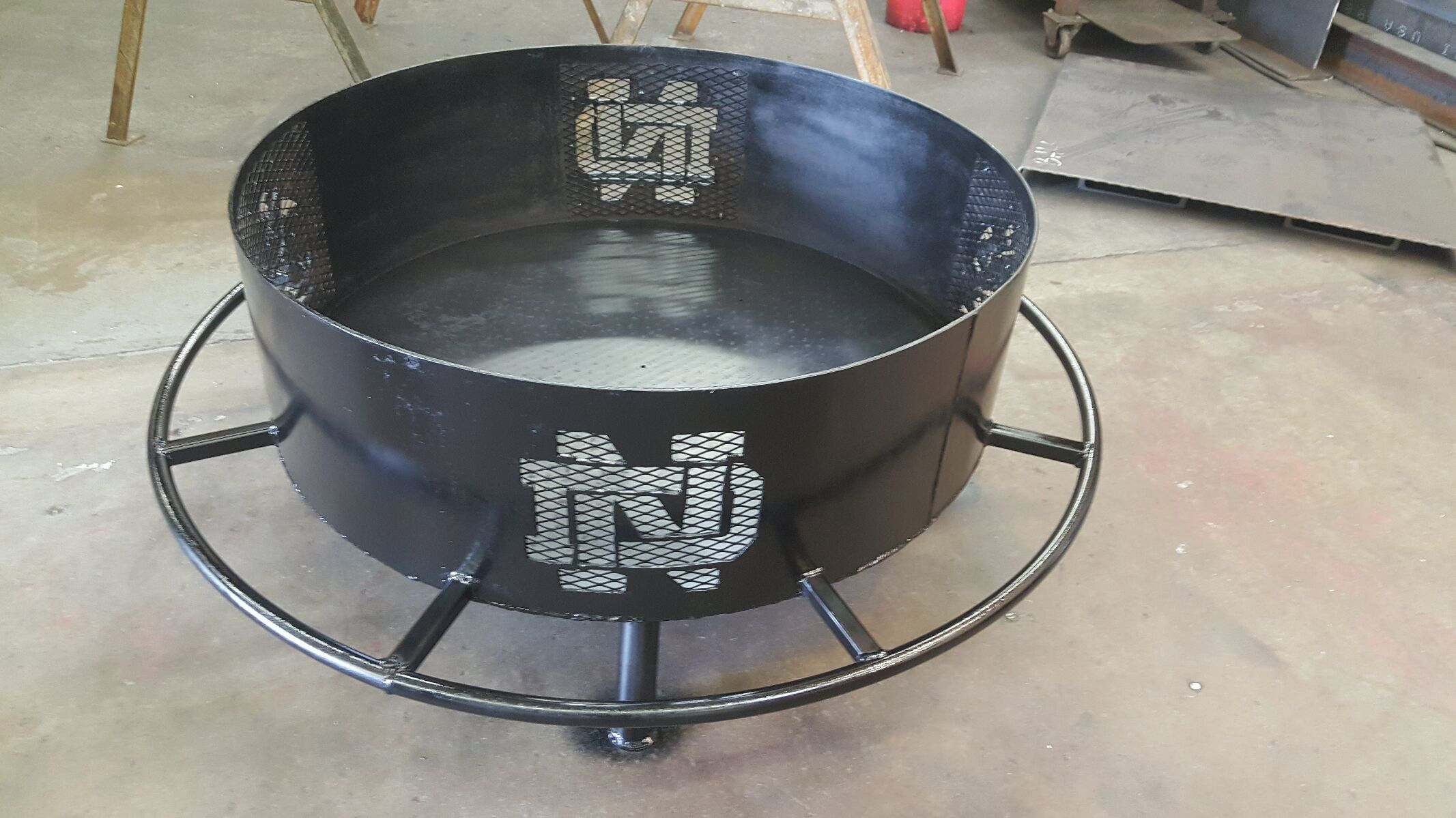 Notre Dame Fire Pit 36 With Boot Rest Custom Metal And Wood intended for sizing 2133 X 1199