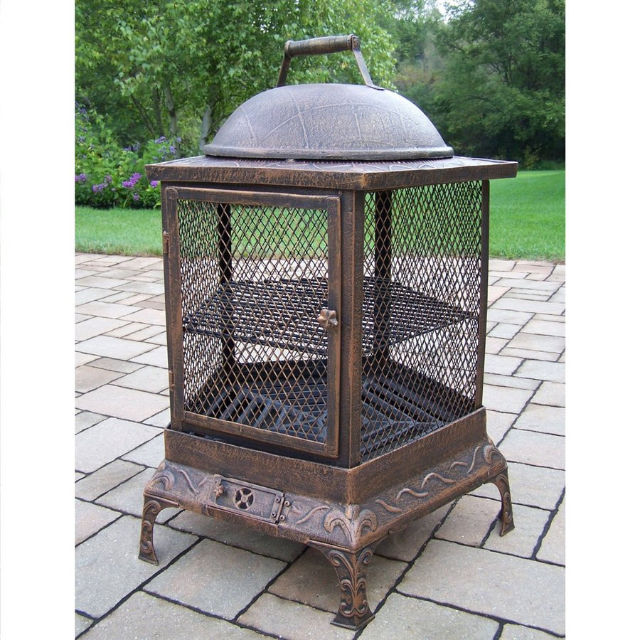 Oakland Living 24 In W Antique Bronze Cast Iron Wood Burning Fire pertaining to size 900 X 900