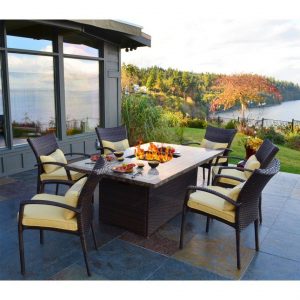 Outdoor Dining Table With Fire Pit In The Middle Fancy Pendant throughout measurements 945 X 945