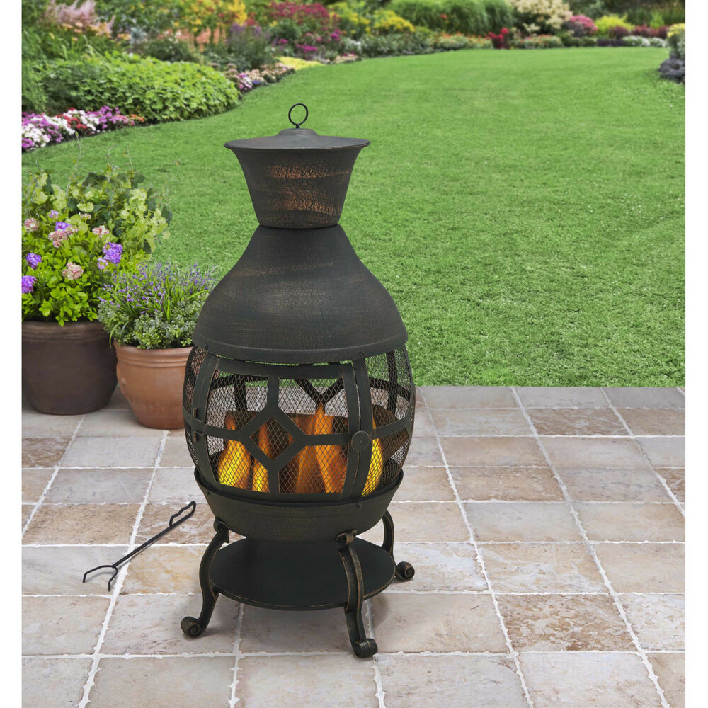 Outdoor Patio Chiminea Firepit Fireplace Yard Garden Fire Pit Wood inside proportions 1000 X 1000