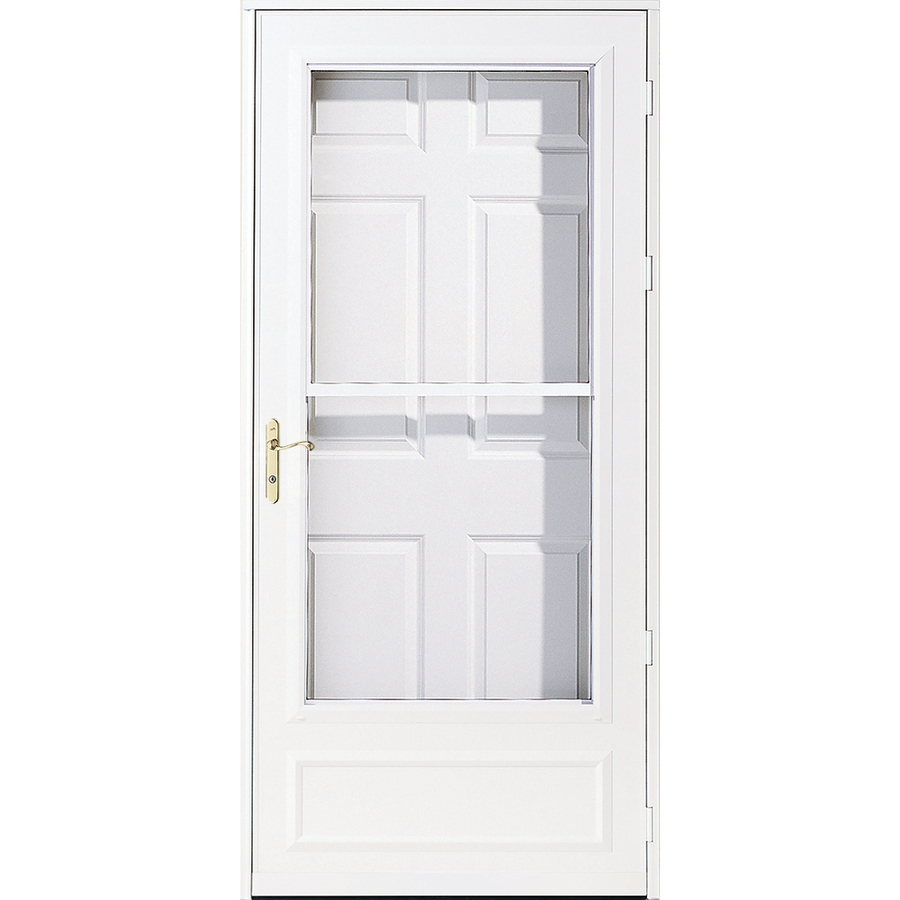 Pella Helena White Mid View Wood Core Storm Door Common 34 In X 81 inside dimensions 900 X 900