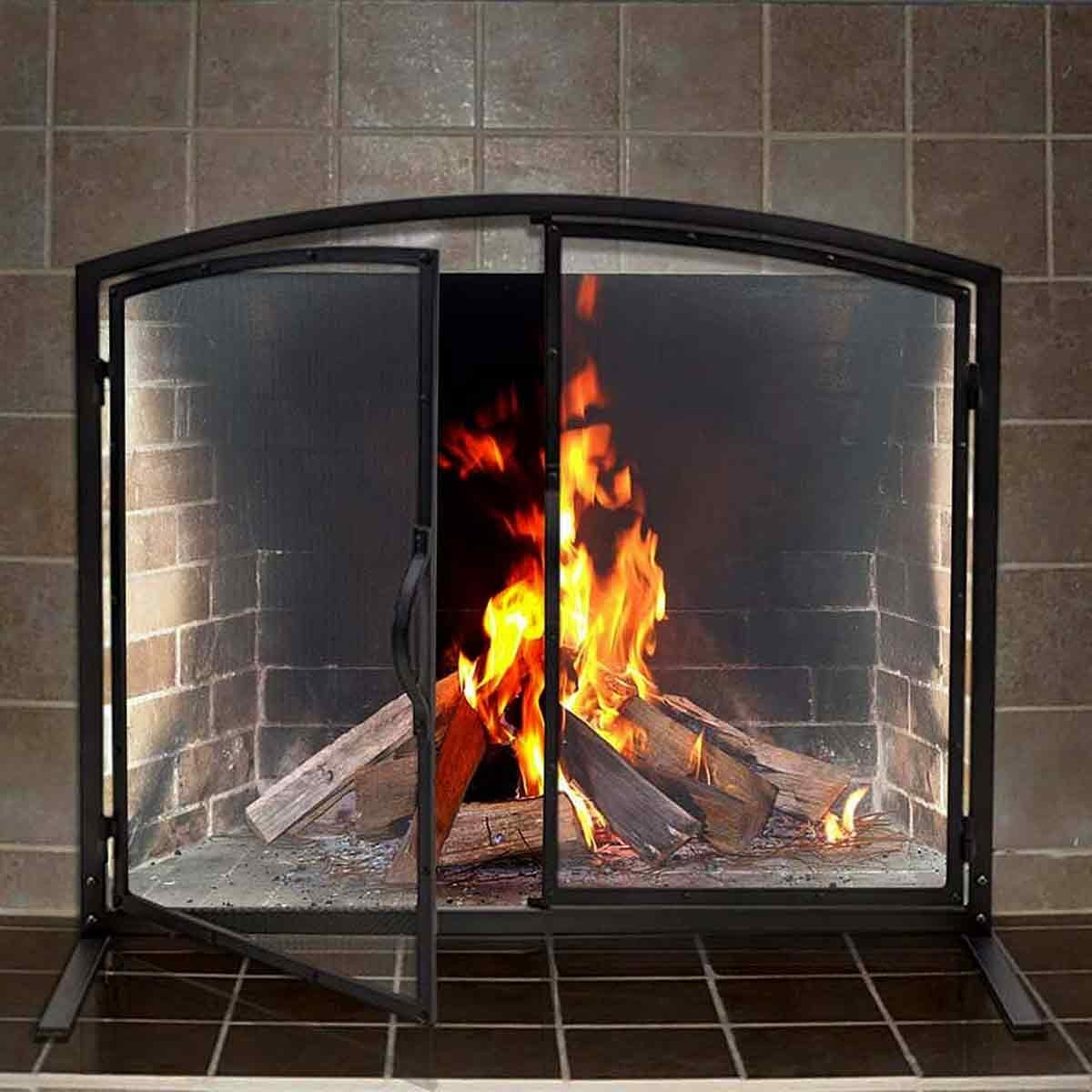 Pilgrim 39 X 32 Shadow Iron Fireplace Screen With Operable Doors in proportions 1200 X 1200