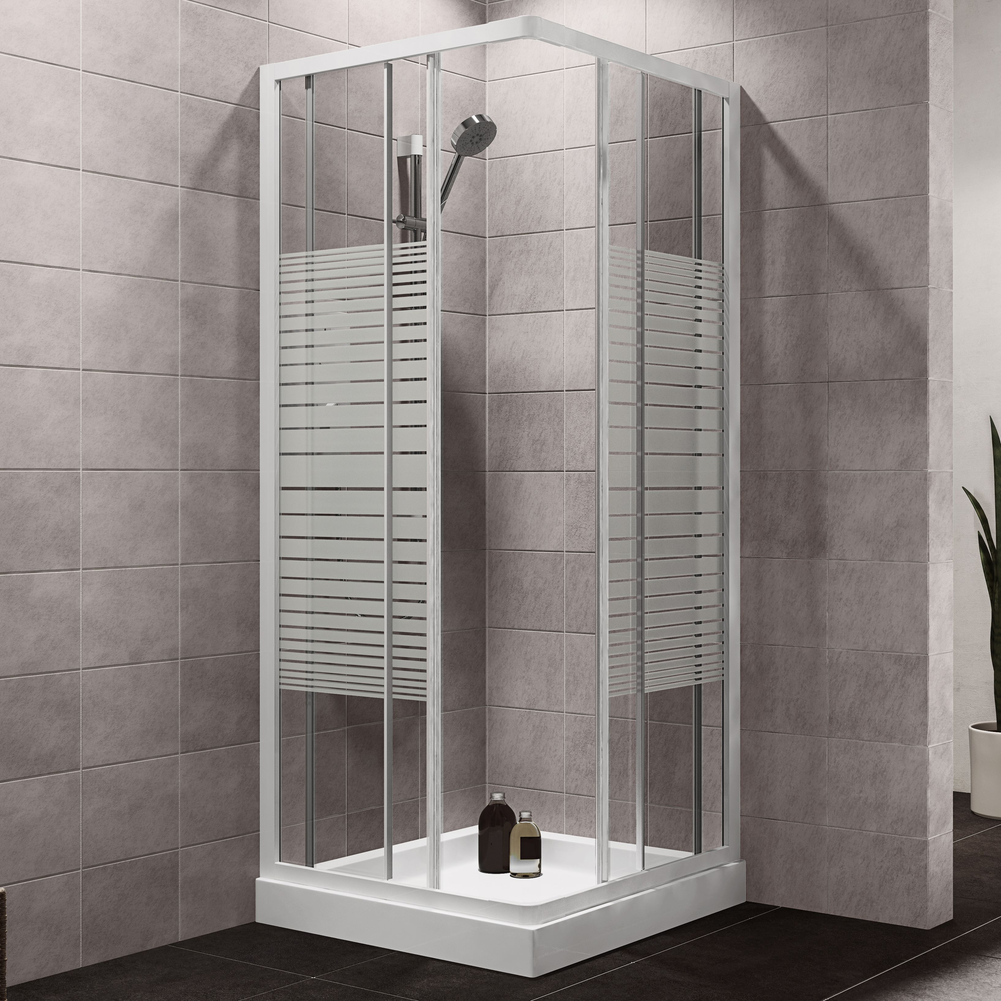 Plumbsure Square Shower Enclosure With White Frame Double Sliding within size 3270 X 3270