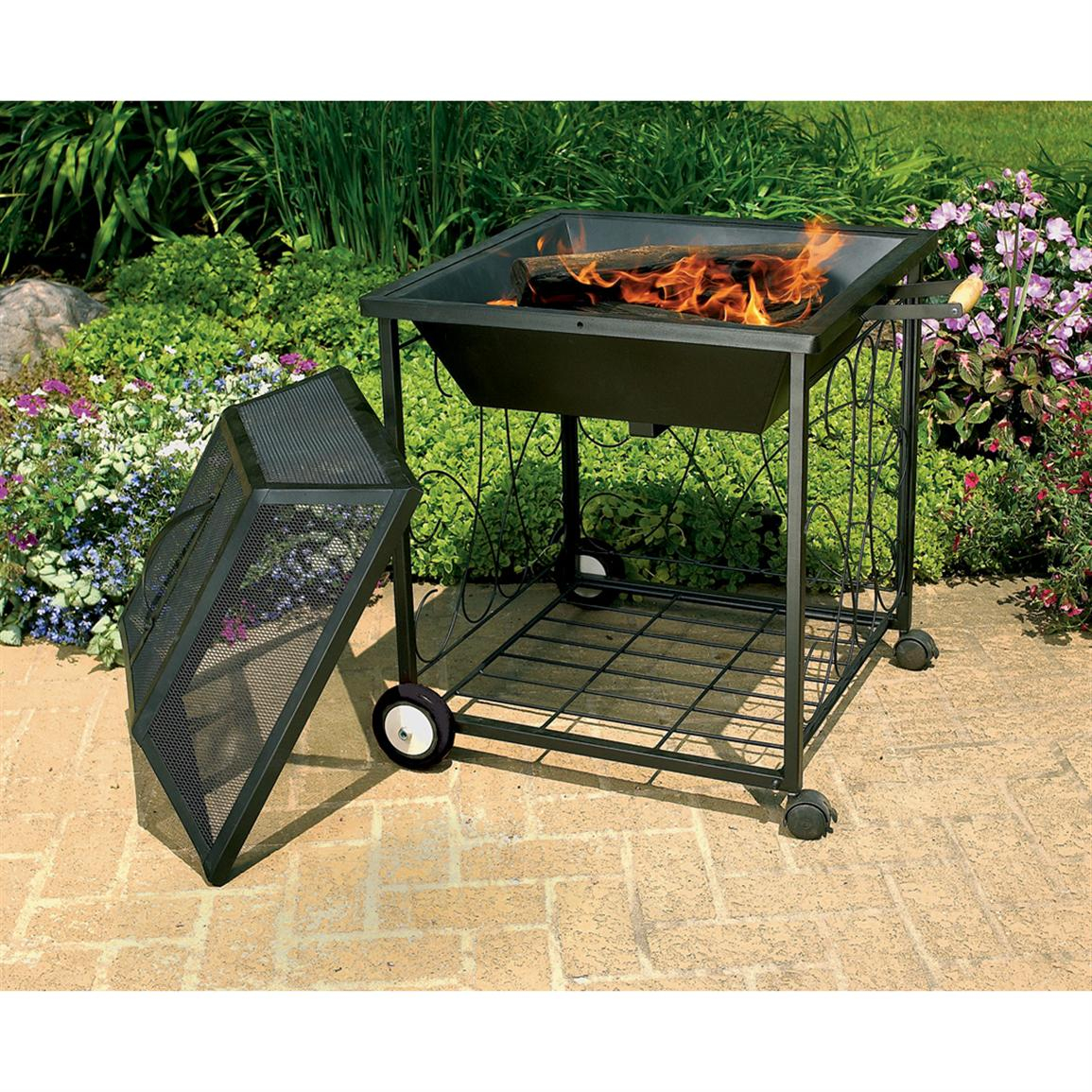 Portable Outdoor Fire Pit With Wheels Fireplace Design Ideas within proportions 1155 X 1155
