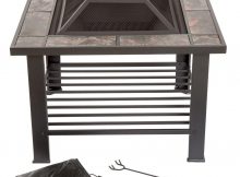 Pure Garden 30 In Square Steel Fire Pit And Table With Cover for proportions 1000 X 1000