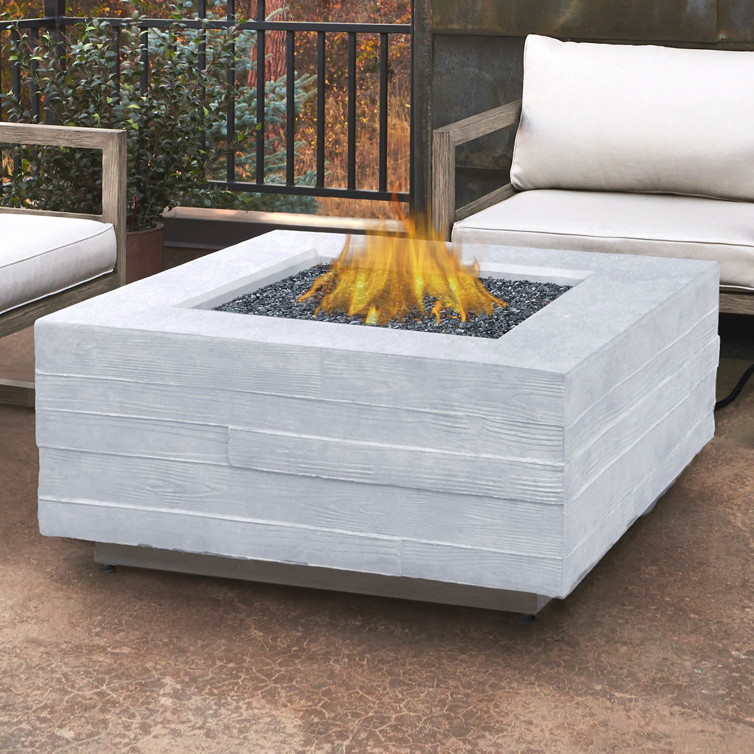 Real Flame Board Form Concrete Propane Fire Pit Table Wayfair with measurements 1516 X 1516