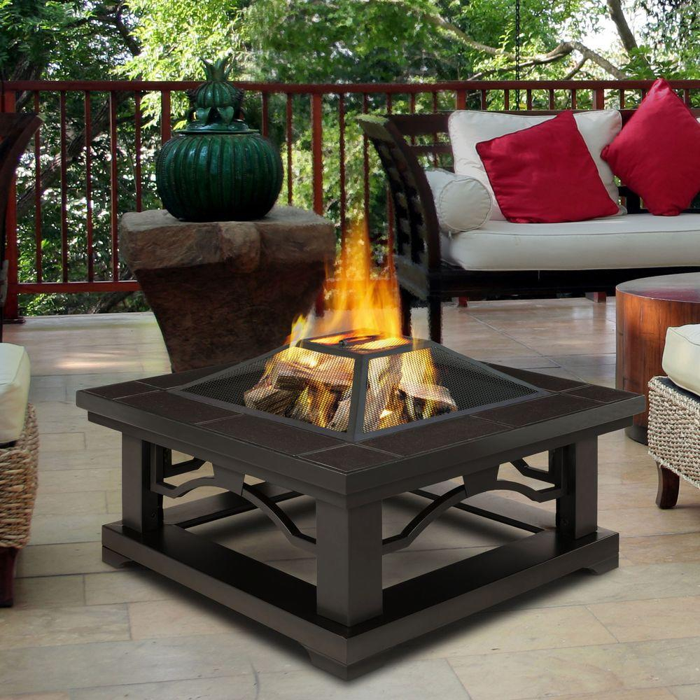 Real Flame Crestone 34 In Steel Framed Wood Burning Fire Pit With regarding sizing 1000 X 1000