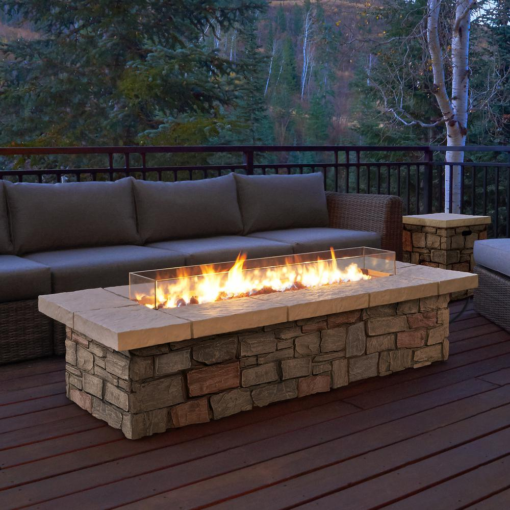 Real Flame Sedona 66 In X 19 In Rectangle Fiber Concrete Propane with regard to measurements 1000 X 1000