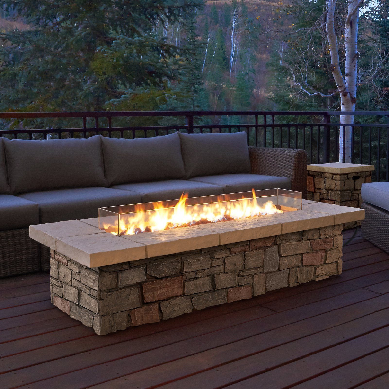 Real Flame Sedona Rectangle Propane Gas Fire Table With Optional throughout proportions 1600 X 1600