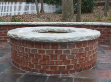 Red Brick Firepit With Stone Cap Fireplaces And Firepits Fire for proportions 1080 X 1620