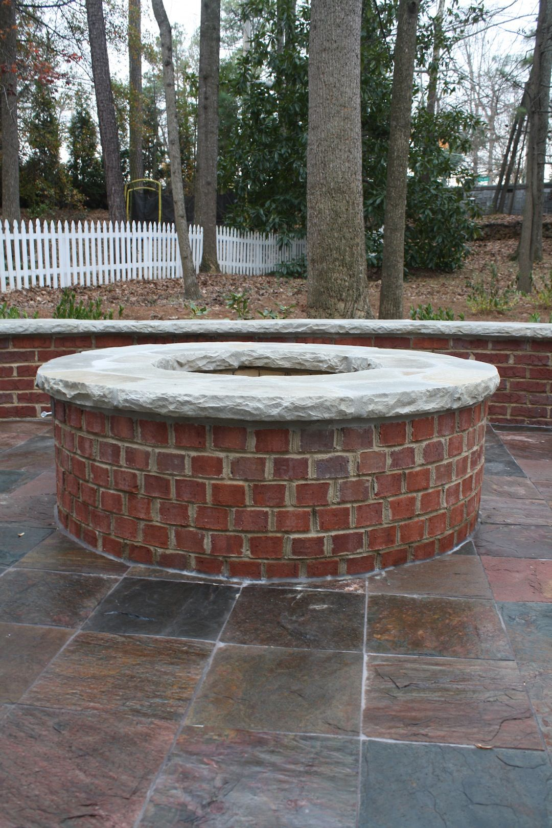Red Brick Firepit With Stone Cap Fireplaces And Firepits Fire for proportions 1080 X 1620