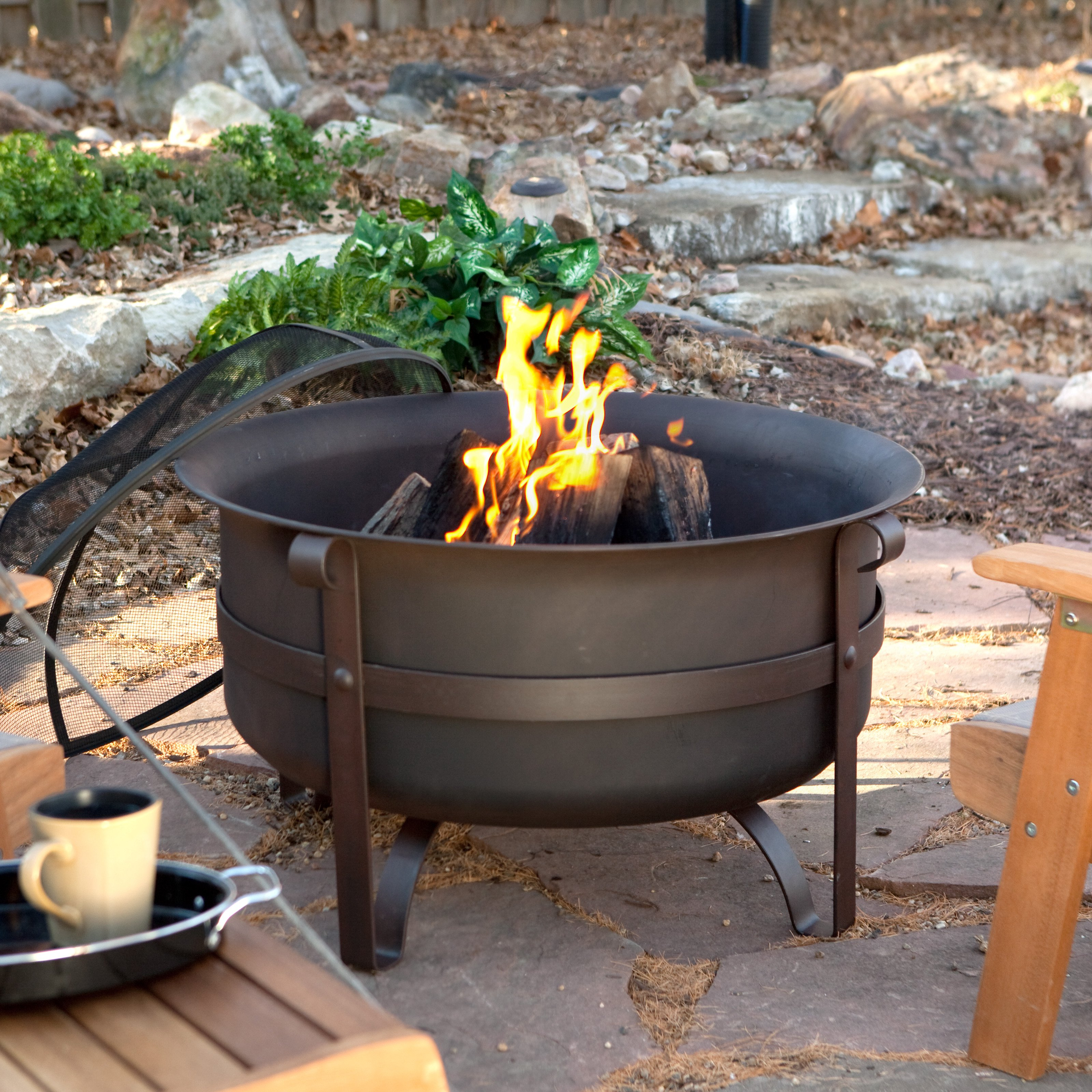 Red Ember Brockton Steel Cauldron Fire Pit With Free Cover Hayneedle pertaining to sizing 3200 X 3200