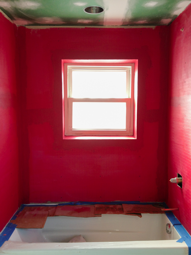 Redgard Waterproof Membrane Pink Shower for proportions 768 X 1024