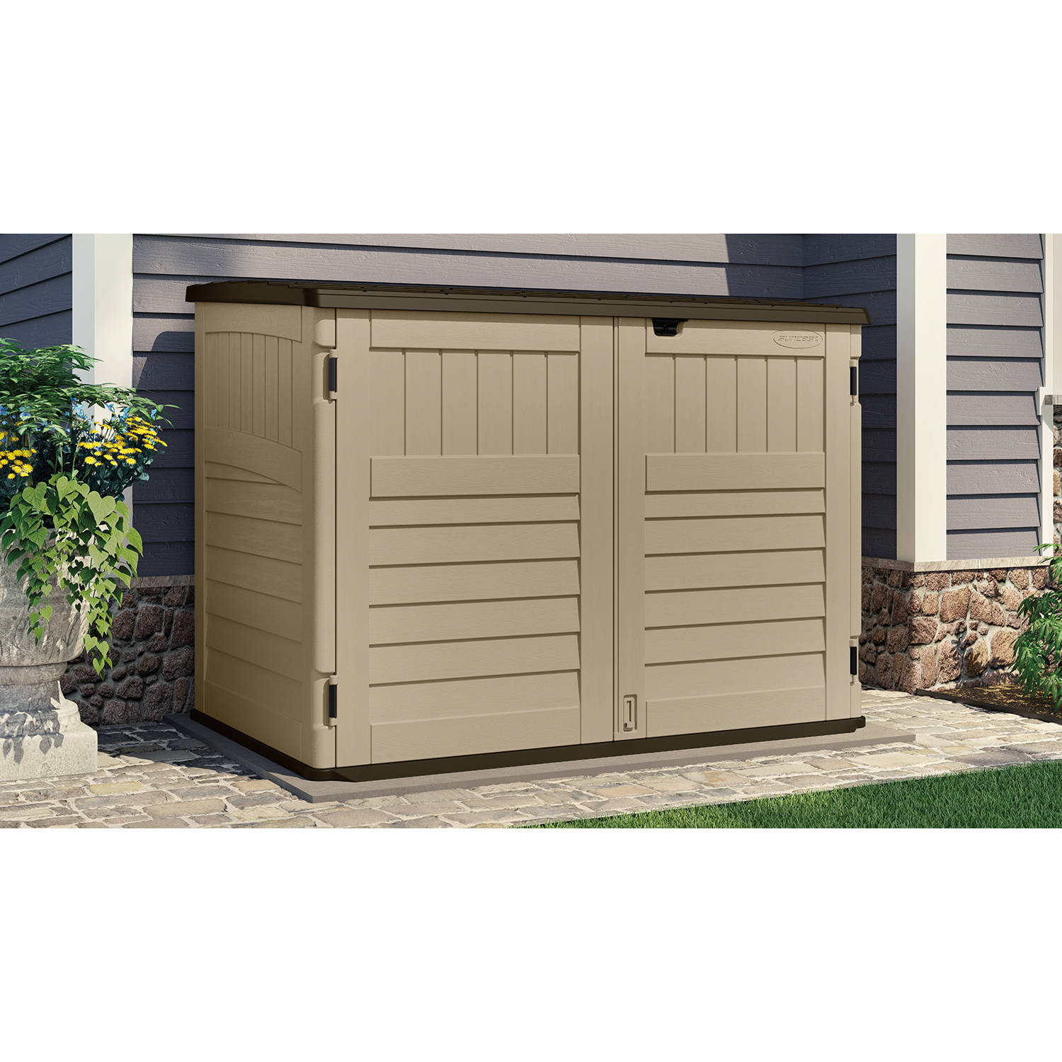 Rubbermaid 52 Cu Ft Vertical Shed Beige Walmart with regard to proportions 1500 X 1500