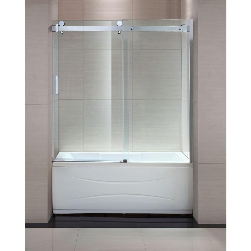 Schon Judy 60 In X 59 In Semi Framed Sliding Trackless Tub And inside proportions 1000 X 1000