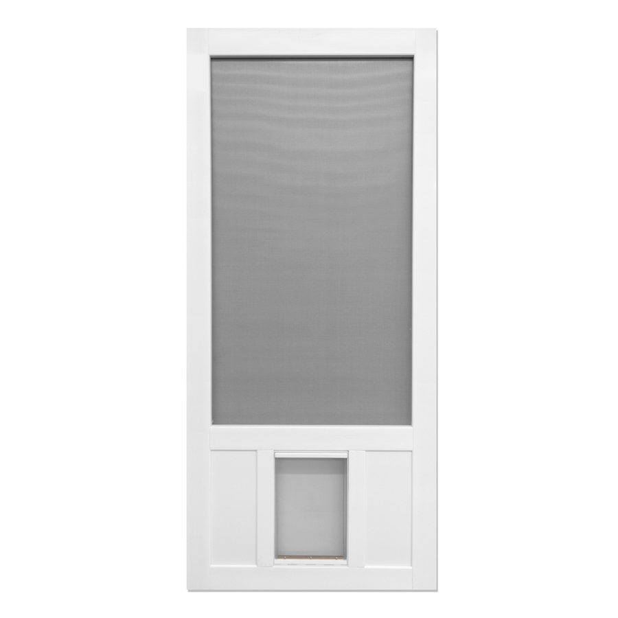 Screen Tight Chesapeake White Vinyl Hinged Pet Door Screen Door throughout measurements 900 X 900