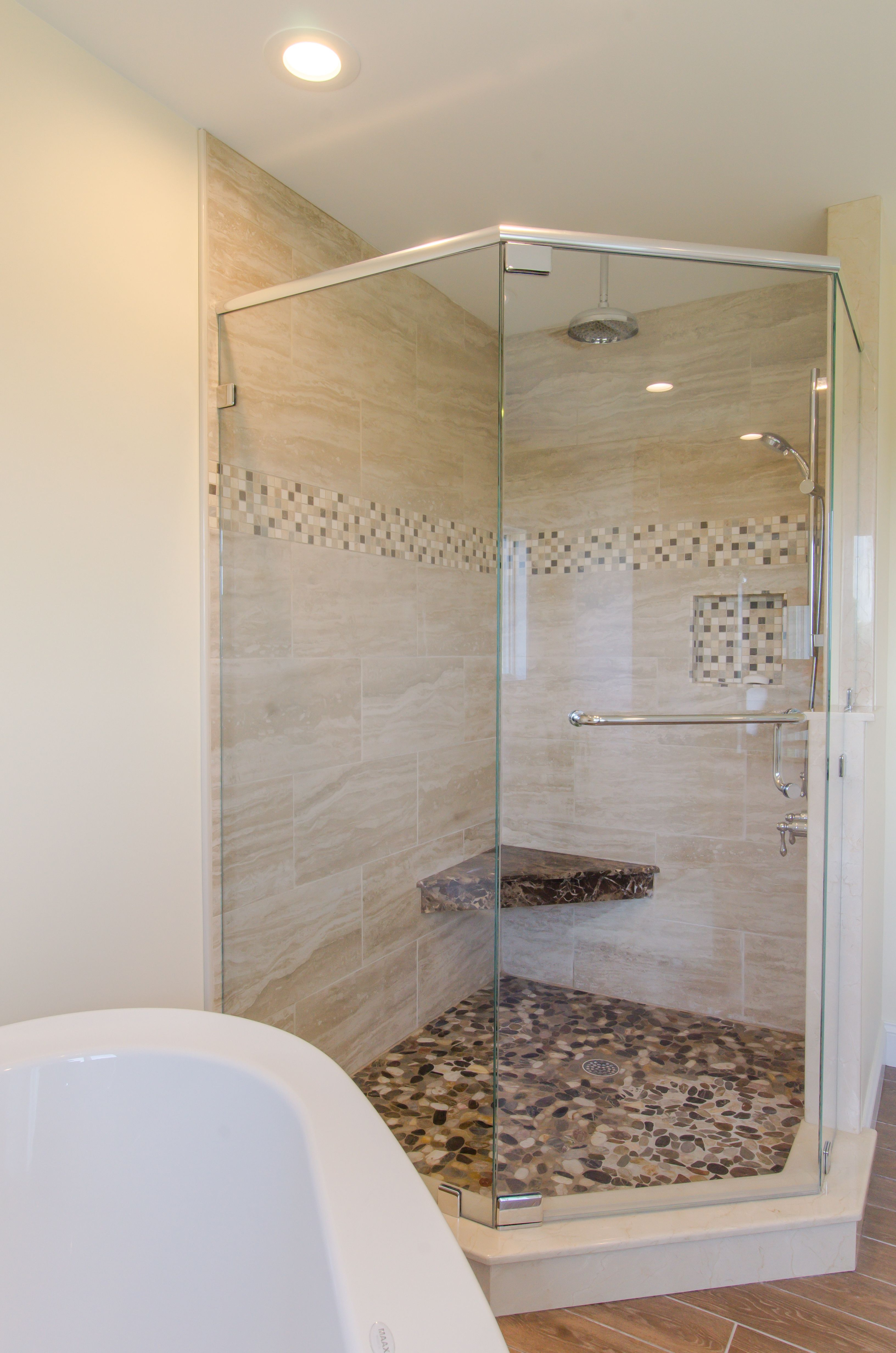 Shower Ideas Large Custom Tile Shower With Large Tile Walls With throughout proportions 3264 X 4928