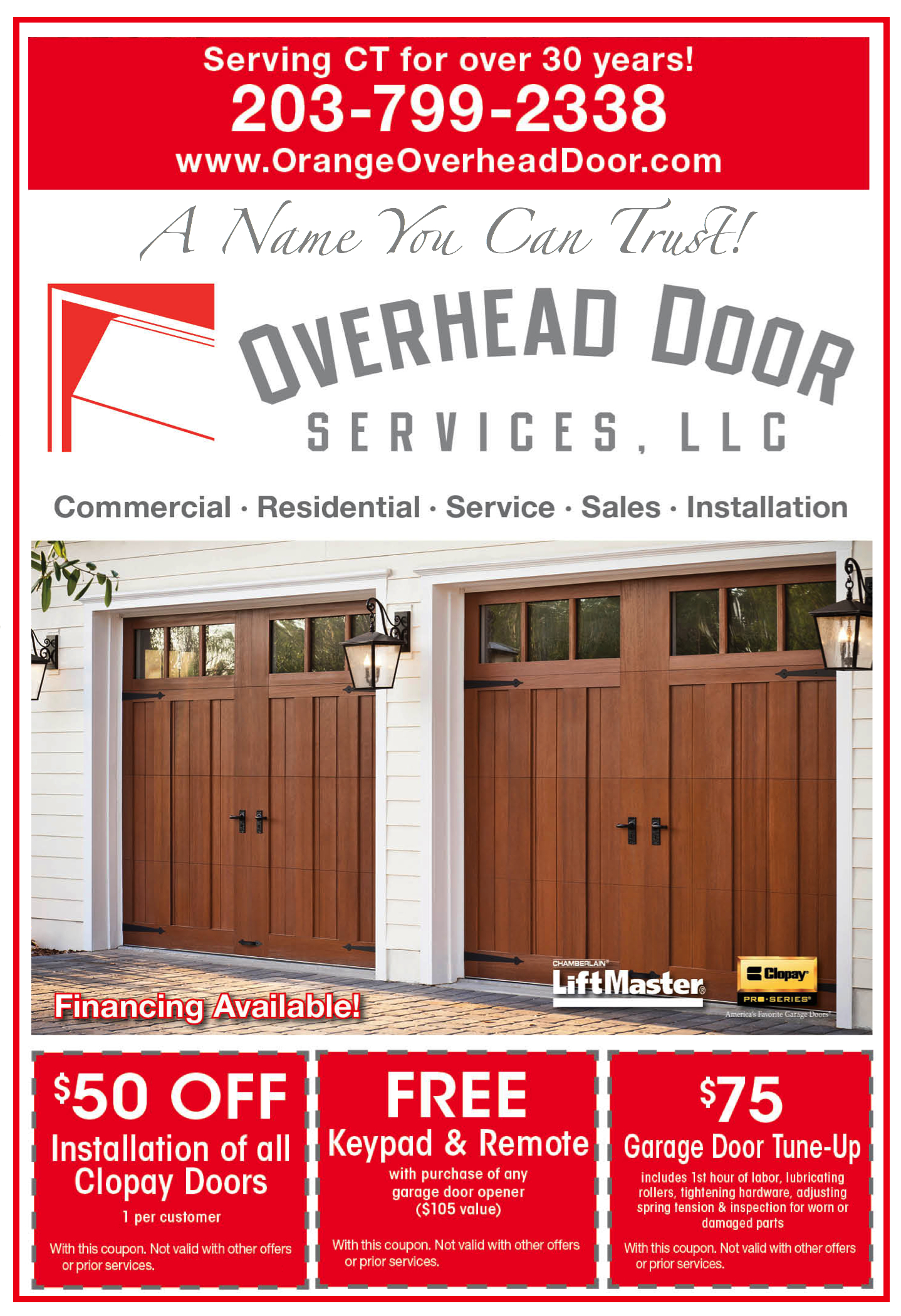 Specials And Promotions Orange Ct Overhead Door Services within size 1438 X 2100