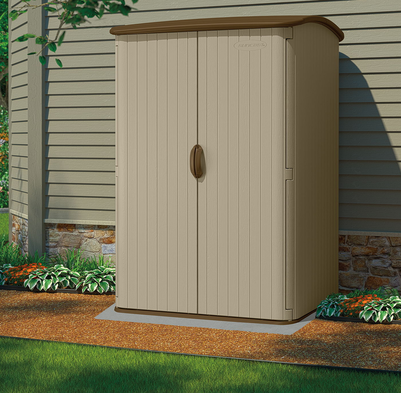 Suncast 5x4 Conniston Three Plastic Garden Shed pertaining to size 1400 X 1371