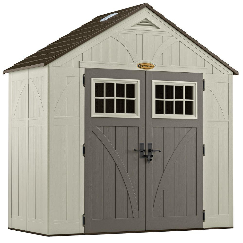 Suncast Tremont 4 Ft 34 In X 8 Ft 4 12 In Resin Storage Shed intended for measurements 1000 X 1000