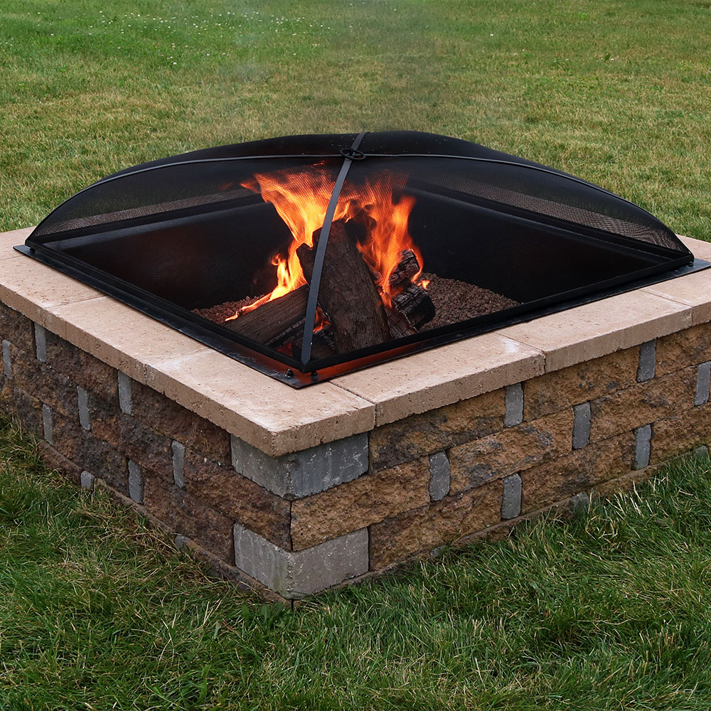 Sunnydaze Fire Pit Spark Screen Cover Outdoor Heavy Duty Square within dimensions 1000 X 1000