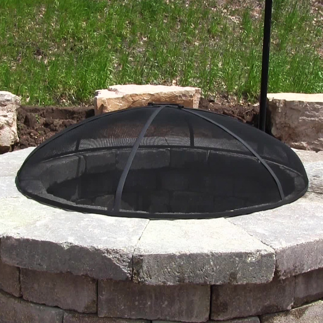 Sunnydaze Outdoor Fire Pit Spark Screen Cover Round Heavy Duty inside sizing 1075 X 1075