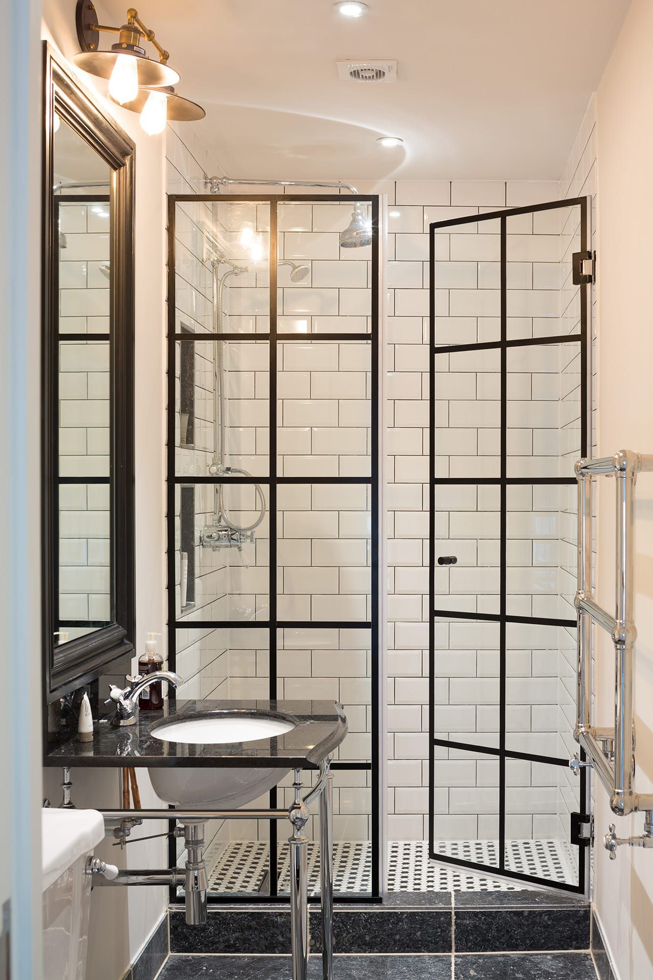 Take Standard Shower Doors And Add Lead Flashing For Crittal Effect within size 1280 X 1920